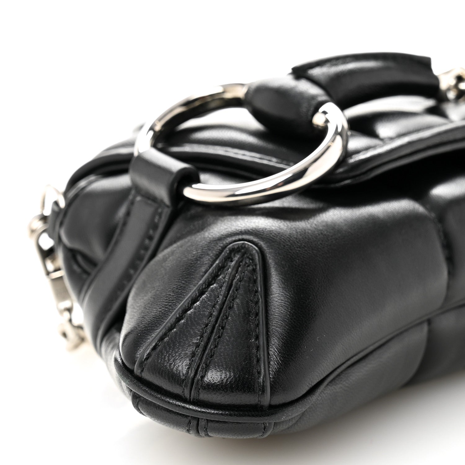 Gucci Nappa Vertical Matelasse Small Maxi Horsebit Chain Shoulder Bag Black 9 of 11
