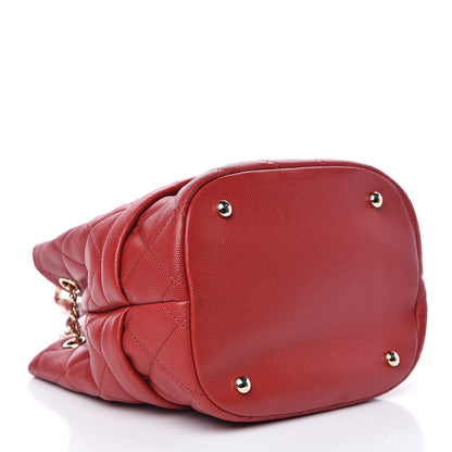 Chanel Caviar Quilted Rolled Up Bucket Drawstring Bag Red 4 of 10