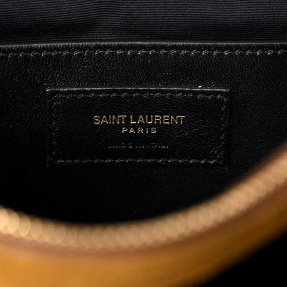 Saint Laurent Suede Mixed Matelasse Tri-Quilt Large Monogram Envelope Satchel Brown 9 of 25