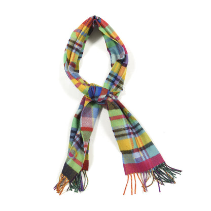 Hermes Cashmere HER-MES Tartan Muffler Multicolor Jaune Vif 1 of 4