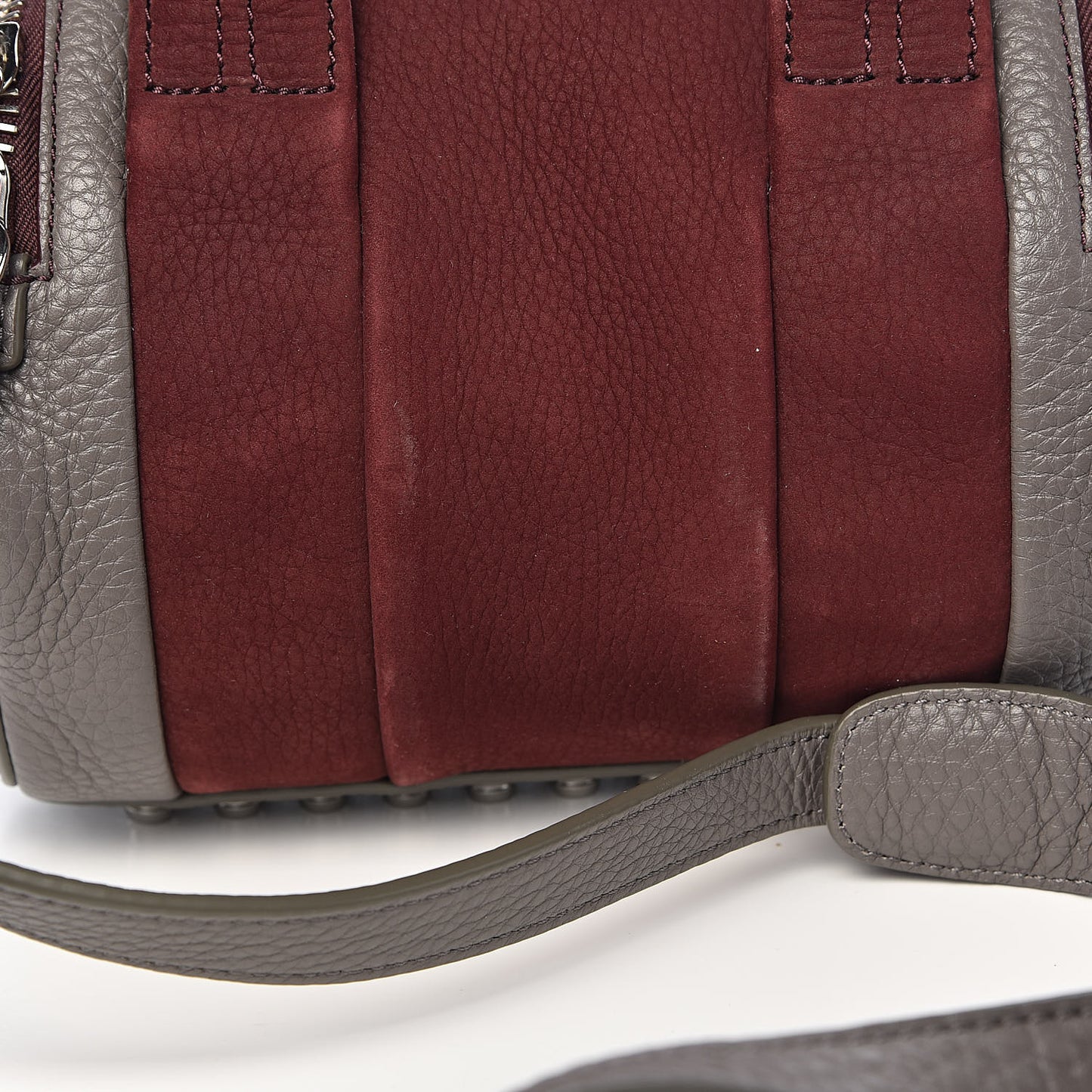 Nubuck Soft Pebbled Calfskin Mini Rockie Beet Stone Rhodium Hardware