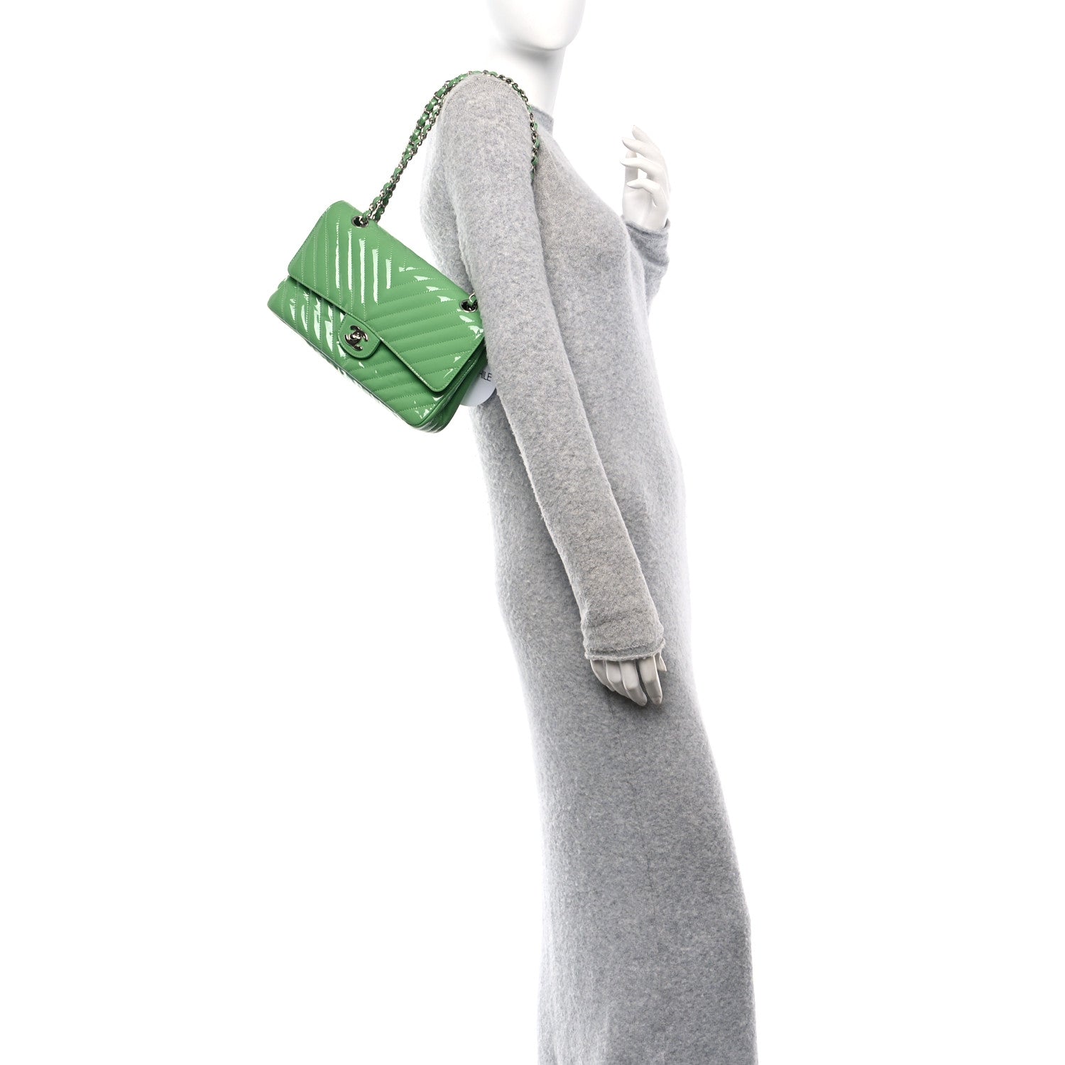 Chanel Patent Chevron Quilted Medium Double Flap Green 2 of 10