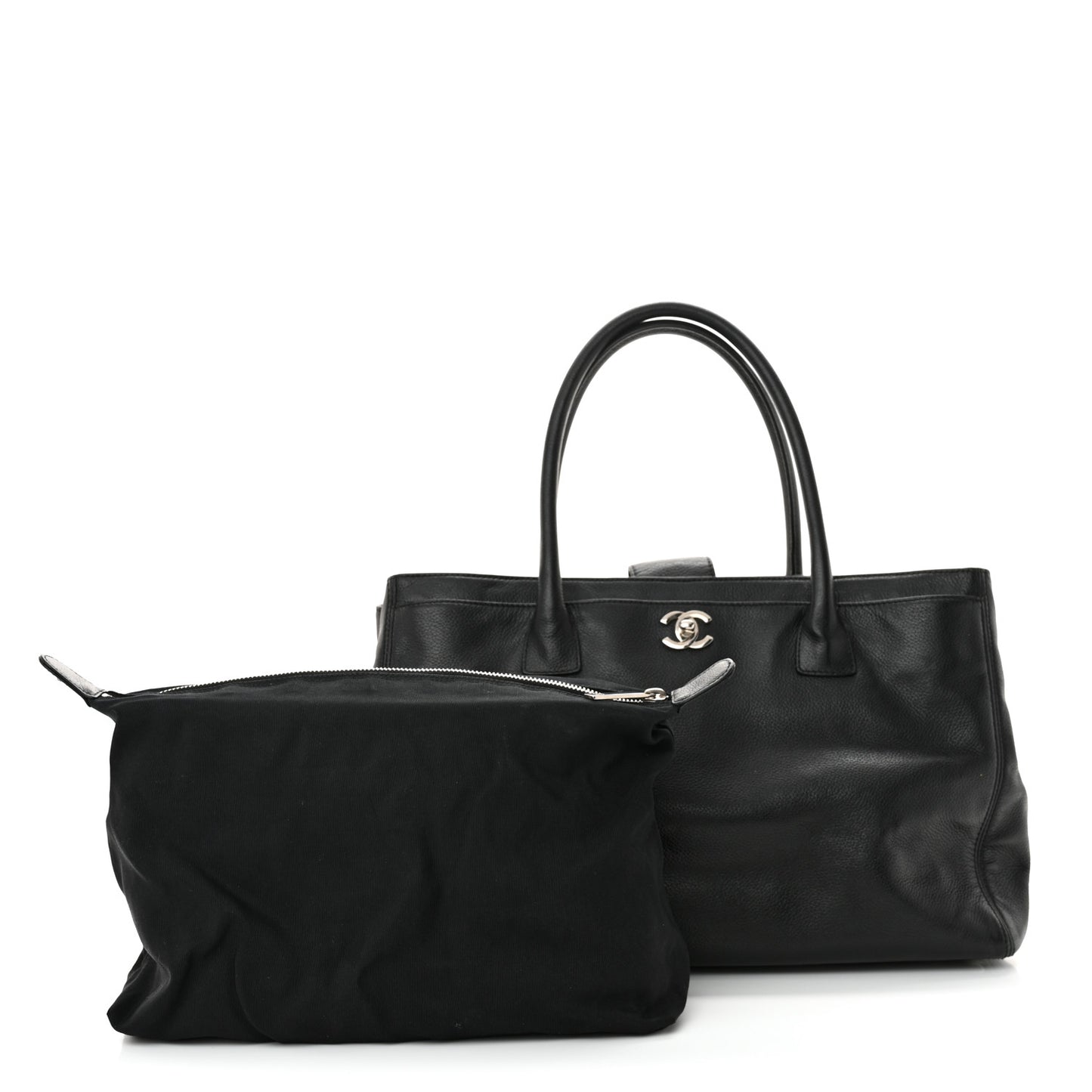 Calfskin Cerf Executive Shopper Tote Black
