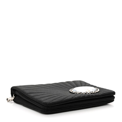 Chanel Satin Pleated Chain Embellished Mirror Flap Black 4 of 13