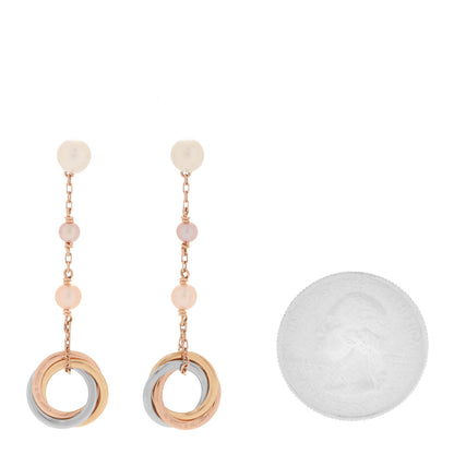 Cartier 18K Pink Yellow White Gold Pearl Trinity Drop Earrings 2 of 7