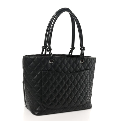 Chanel Calfskin Quilted Large Cambon Tote Black White 3 of 10