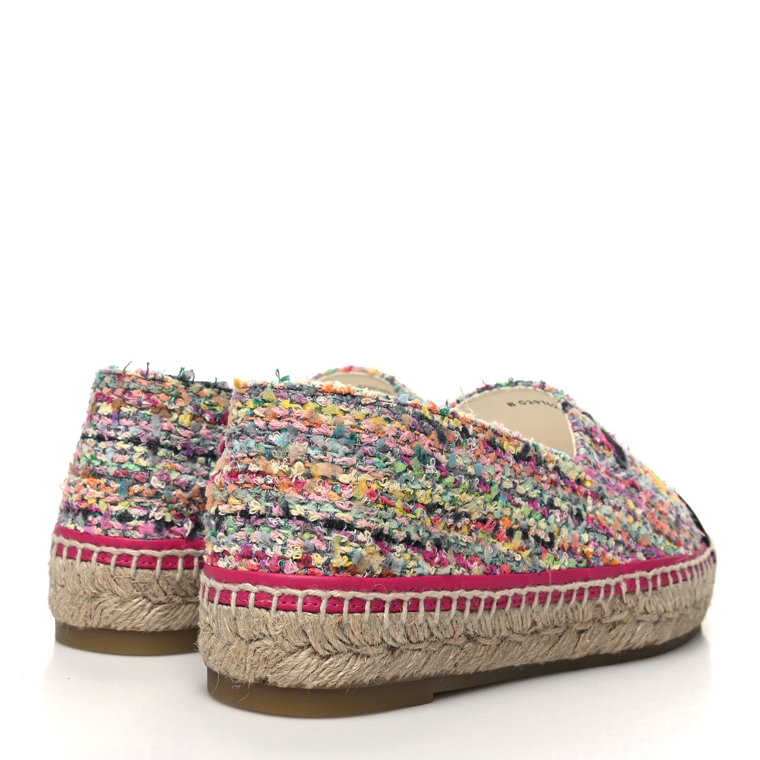 Chanel Tweed CC Espadrilles 39 Pink Multicolor Black 4 of 9