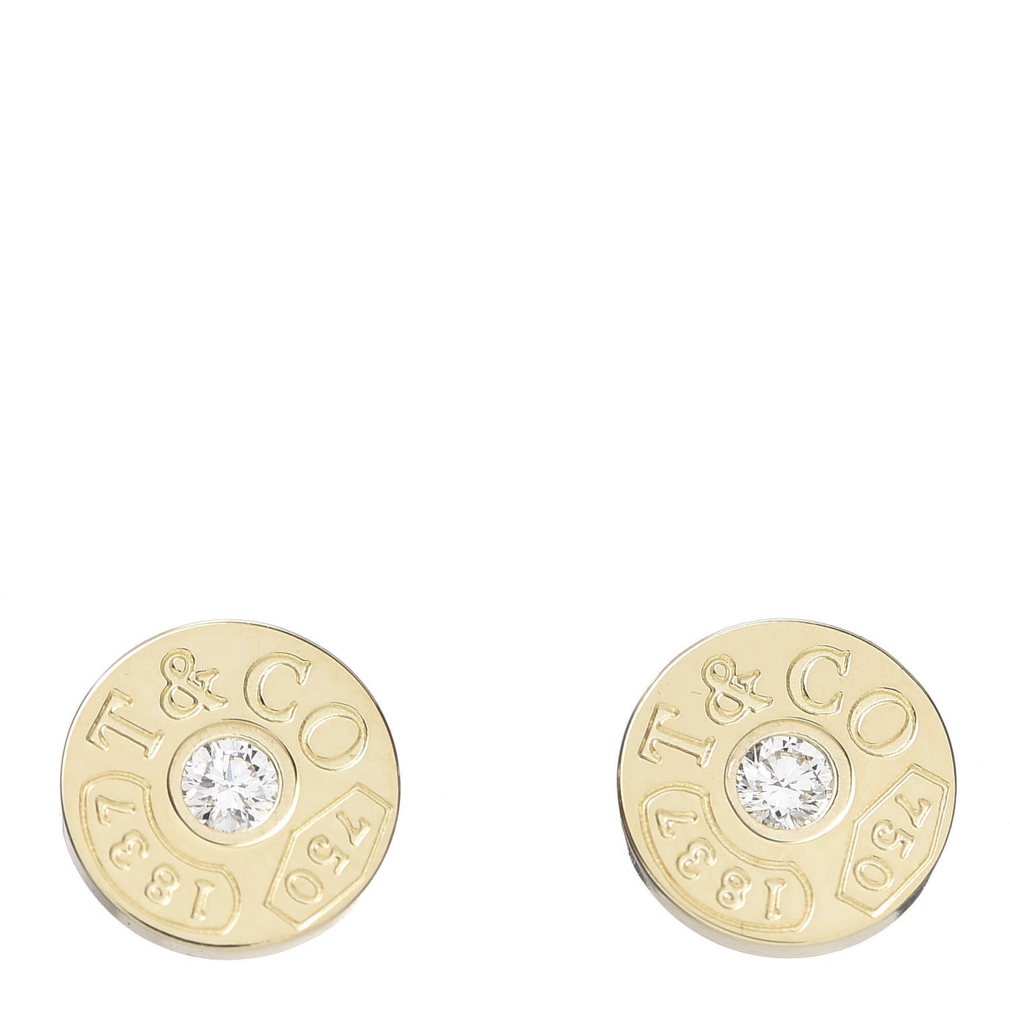 18K Yellow Gold Diamond 1837 Circle Earrings