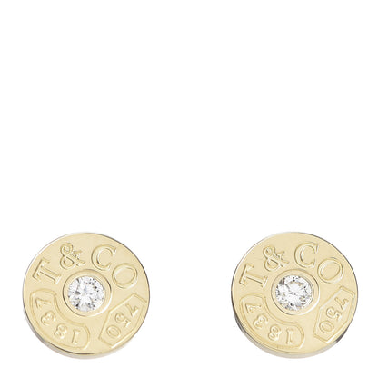 Tiffany 18K Yellow Gold Diamond 1837 Circle Earrings 1 of 4