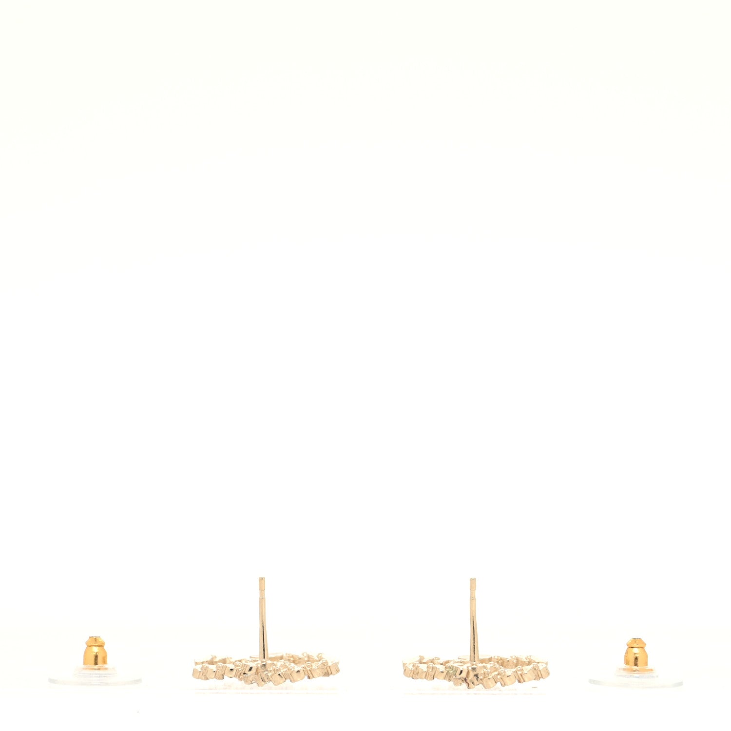 Chanel Crystal CC Large Camellia Stud Earrings Gold 2 of 3