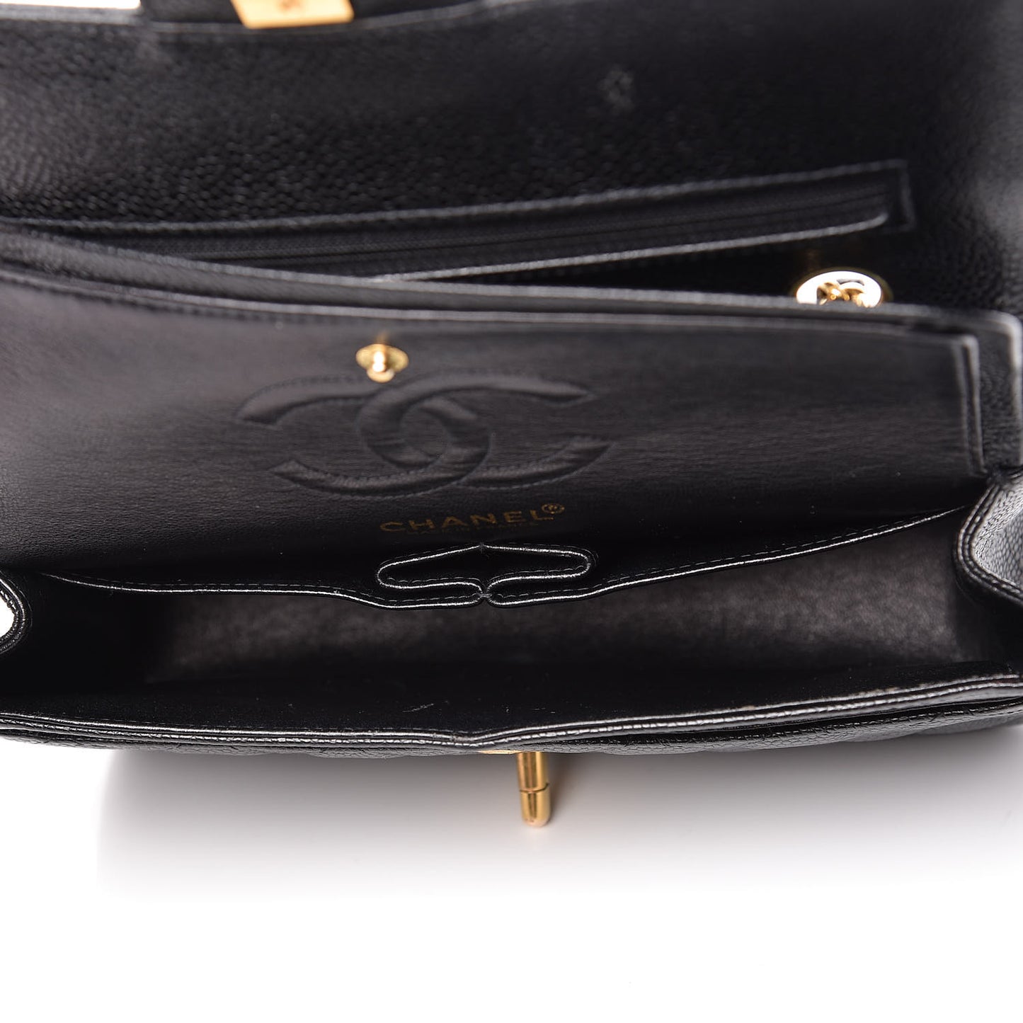 Caviar Quilted Small Double Flap Black