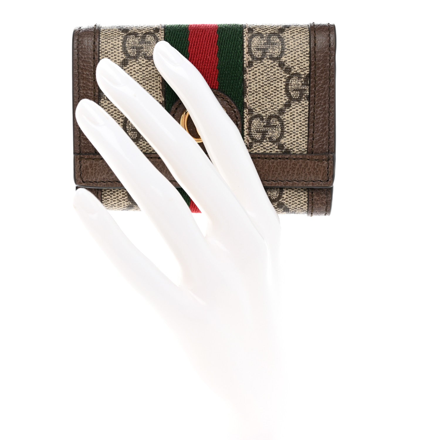 Gucci GG Supreme Monogram Web Ophidia Bi-Fold Wallet Beige New Acero 2 of 9