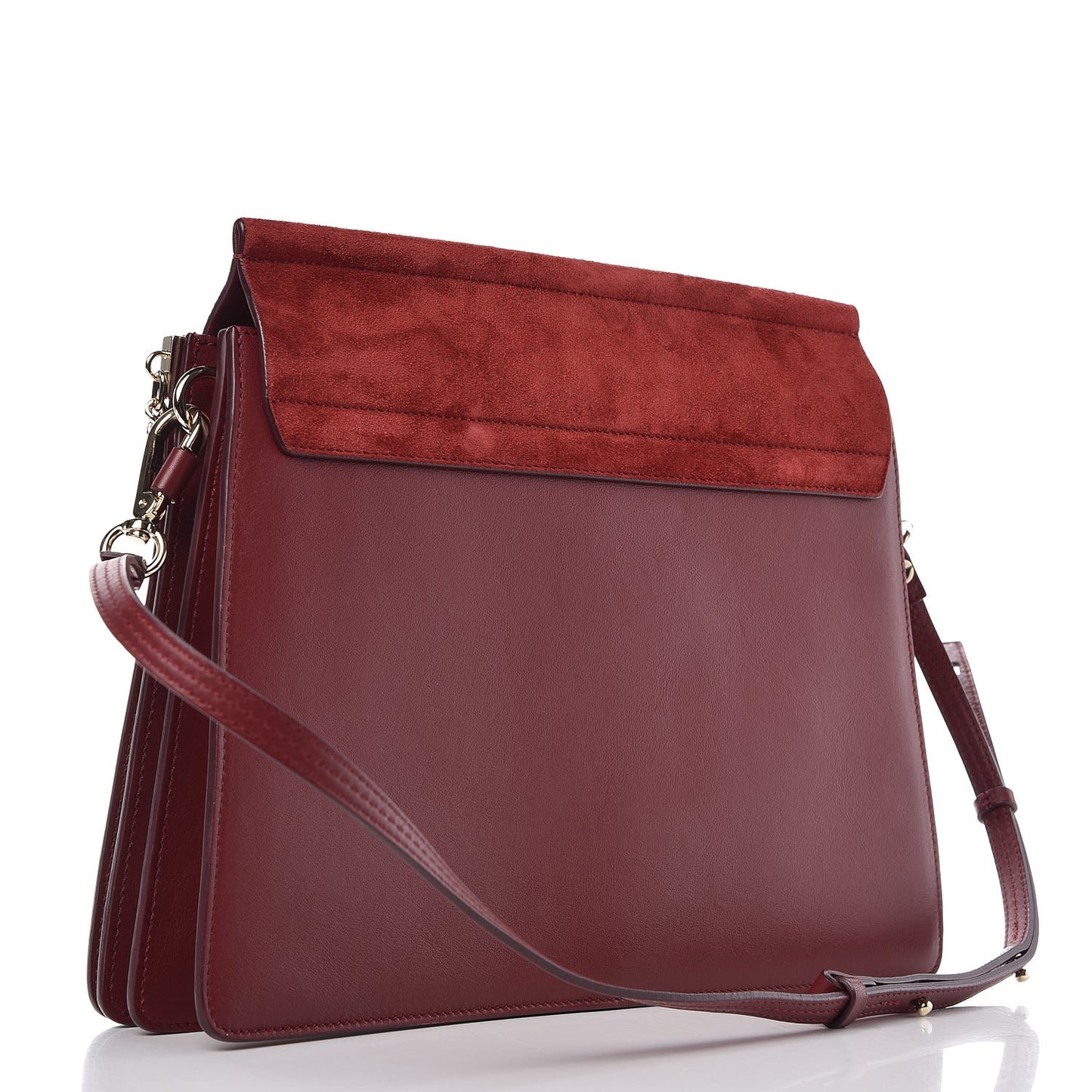 Calfskin Suede Medium Faye Shoulder Bag Plum Purple