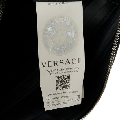 Versace Fabric Jacquard Calfskin Barocco Messenger Crossbody Bag Black 7 of 10
