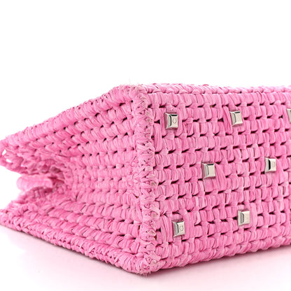 Salvatore Ferragamo Raffia The Studio Box Tote Pink 8 of 10