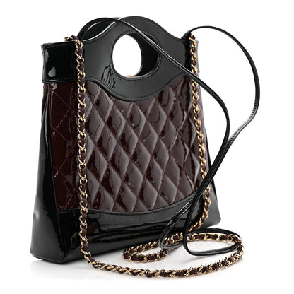 Chanel Patent Calfskin Quilted Mini 31 Shopping Bag Burgundy Black 3 of 11