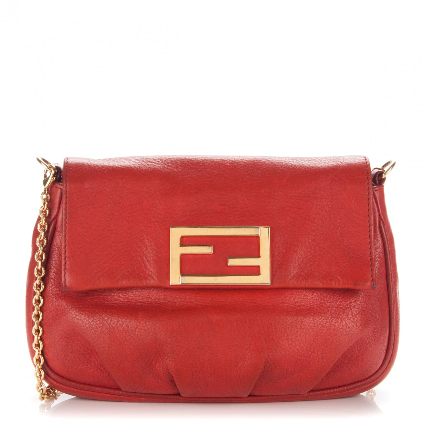 Vitello Flamingo Fendista Pouchette Crossbody Red