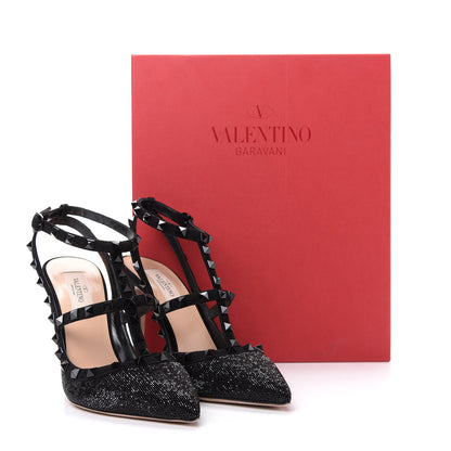 Valentino Garavani Suede Beaded Rockstud Ankle Strap 100mm Pumps 38 Black 10 of 10