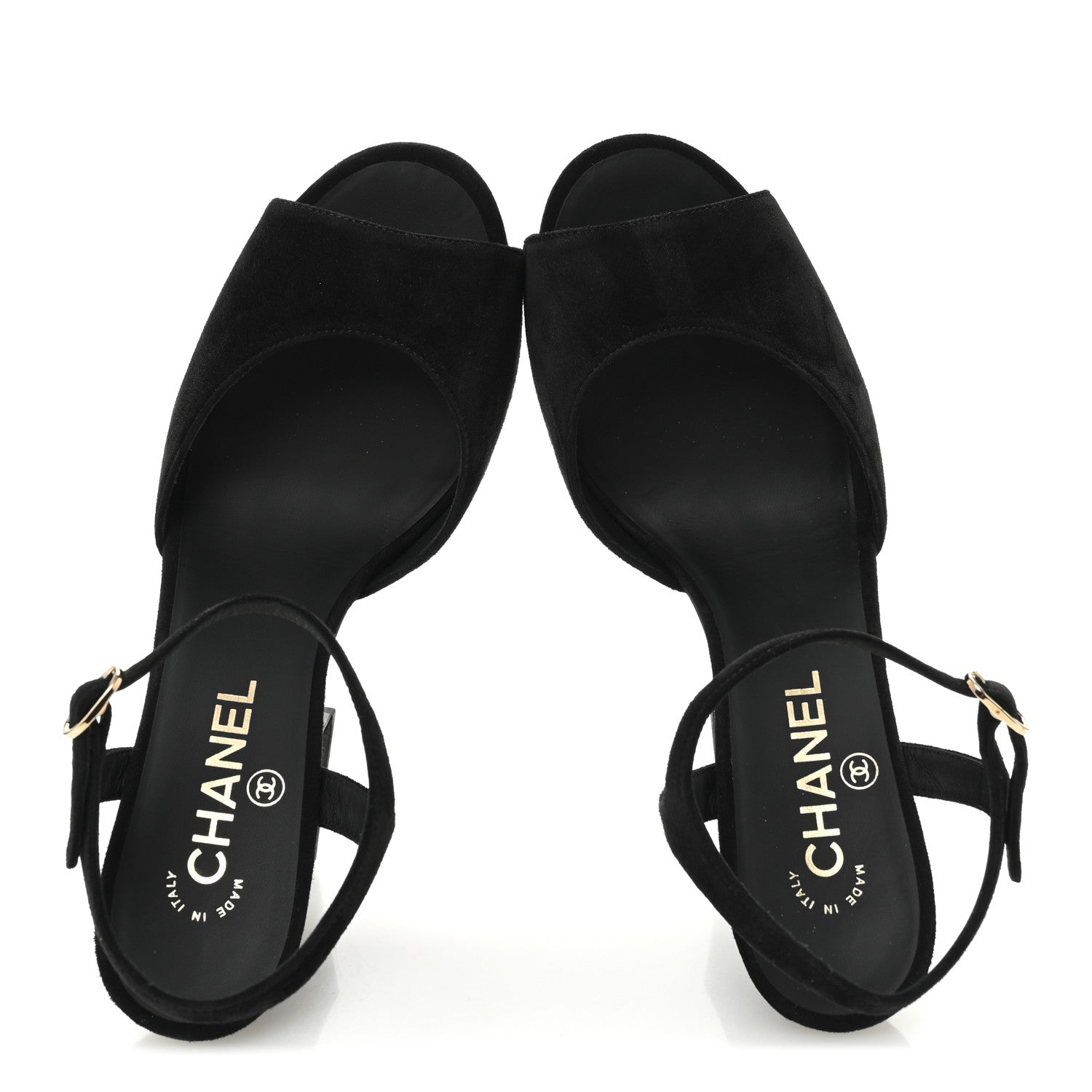Chanel Suede Calfskin Platform Sandals 39 Black 2 of 11