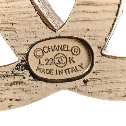 Chanel Metal Crystal Bead CC Earrings Gold 4 of 4