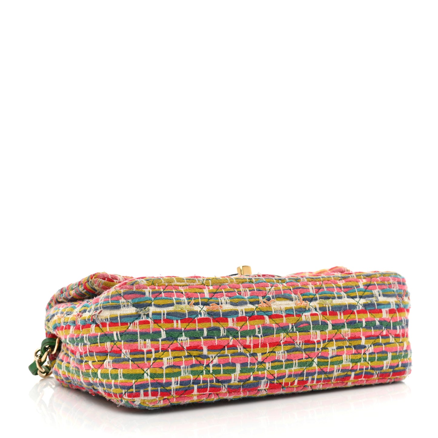 Tweed Quilted Mini Rectangular Flap Green Multicolor