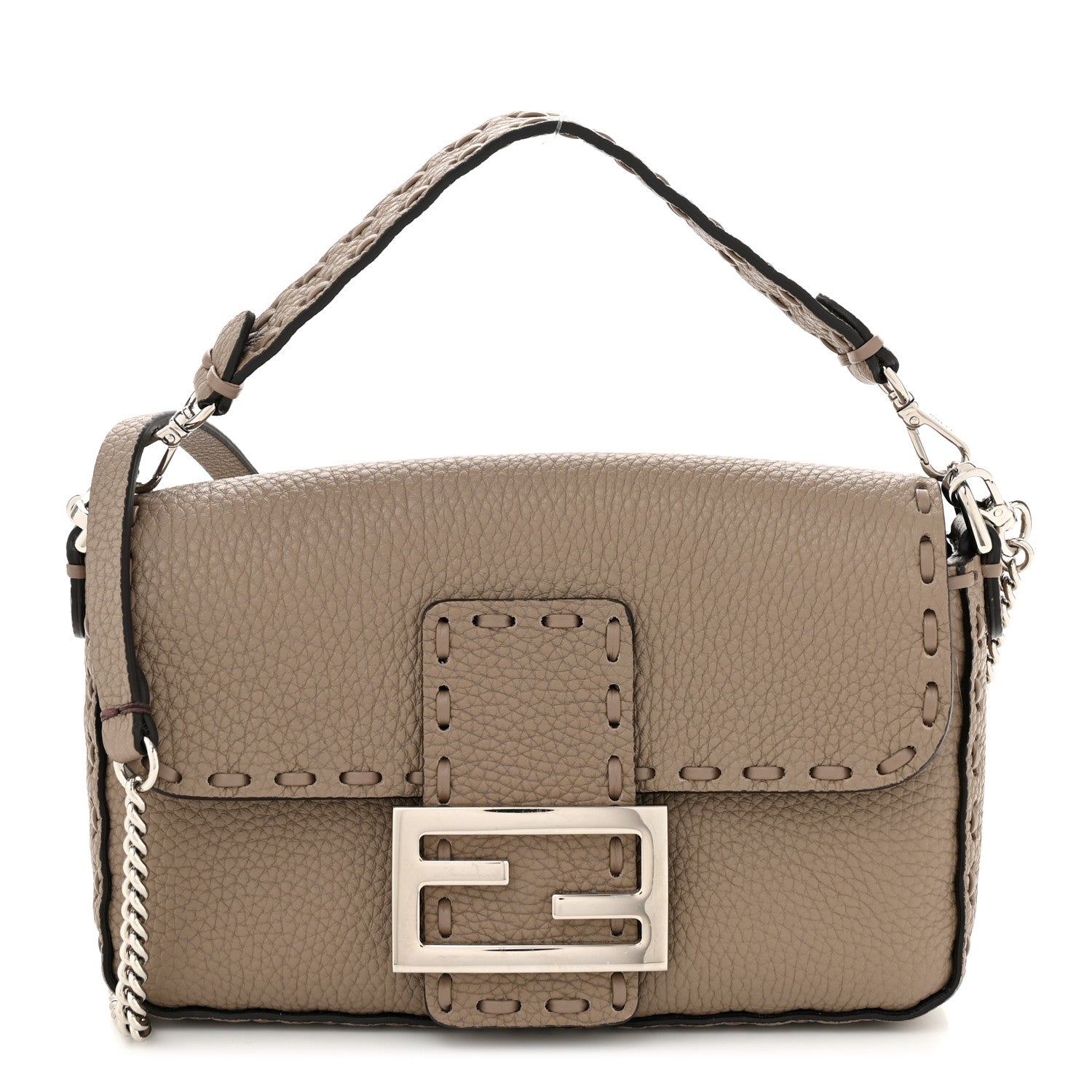 Fendi Cuoio Roma Sellerissima Nappa Sintetica Tape Stitch Mini Baguette Corda 1 of 10
