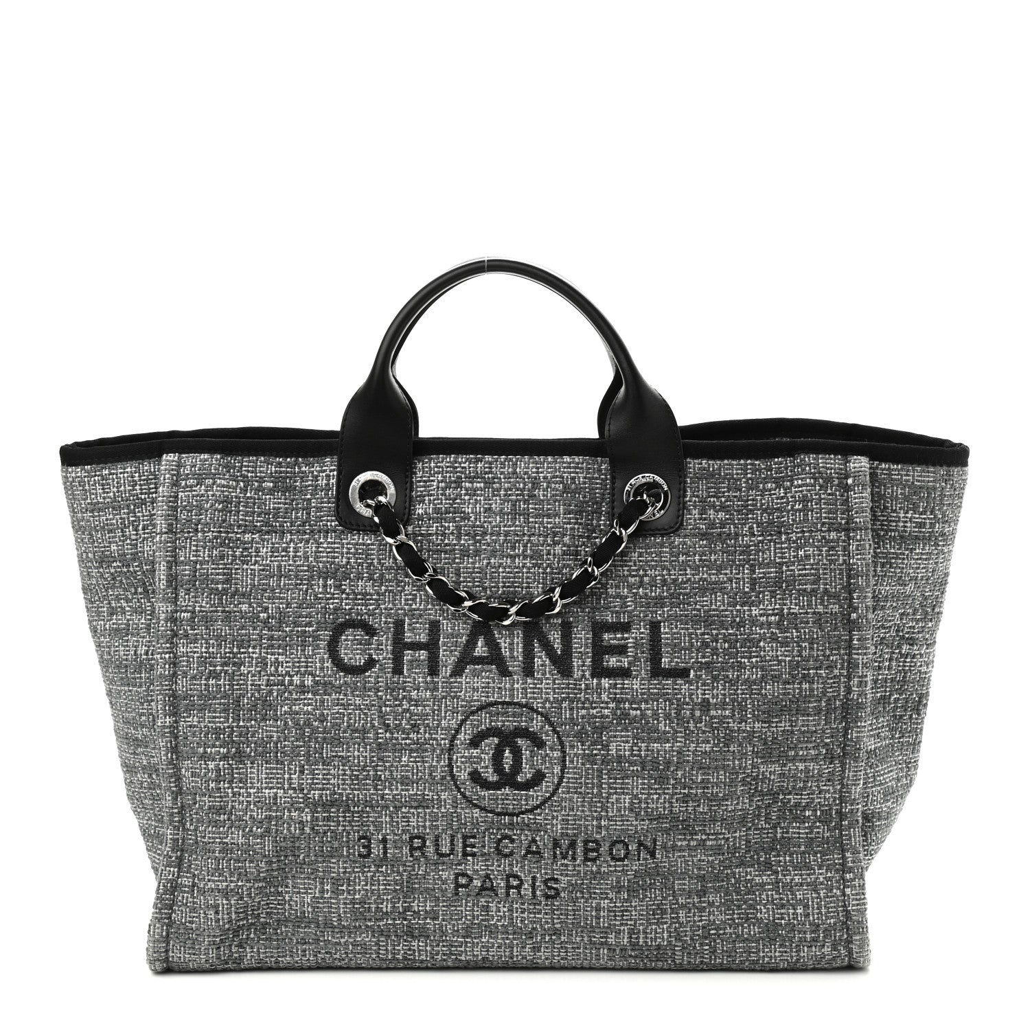 Chanel Canvas Medium Deauville Tote Charcoal 1 of 11