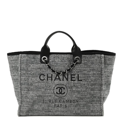 Chanel Canvas Medium Deauville Tote Charcoal 1 of 11