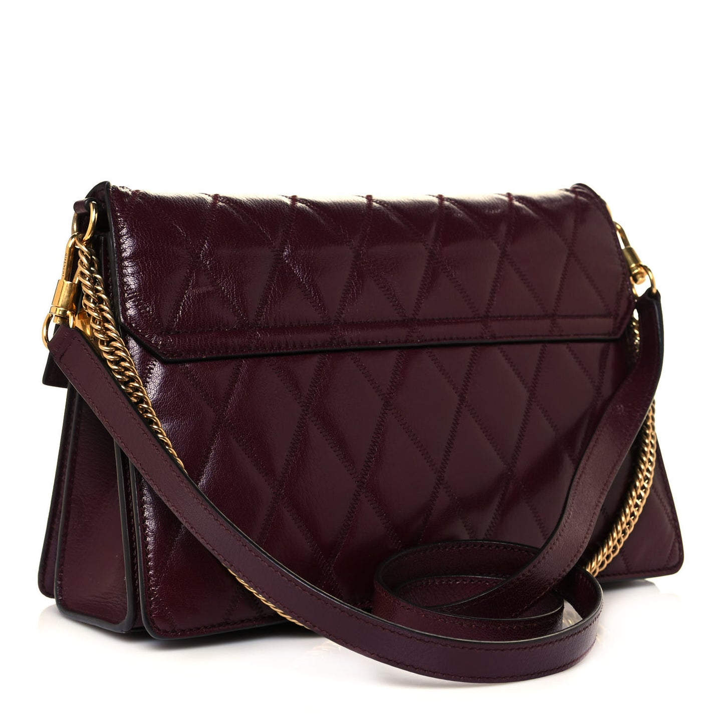 Goatskin Quilted Medium GV3 Shoulder Bag Aubergine