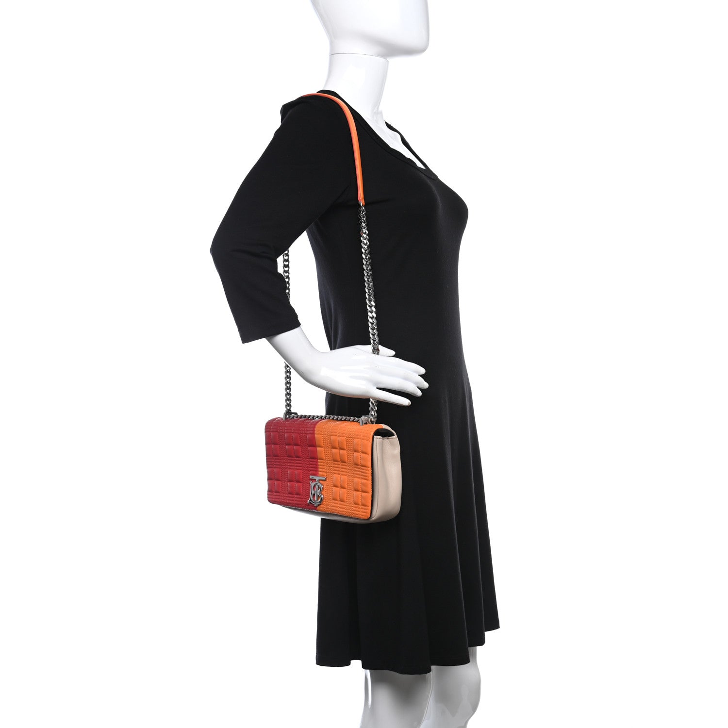 Burberry Lambskin Quilted Small Lola Bag Bright Red Orange 2 of 10