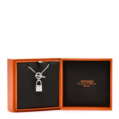 Hermes Sterling Silver Cadenas Kelly Lock Pendant Necklace 6 of 6