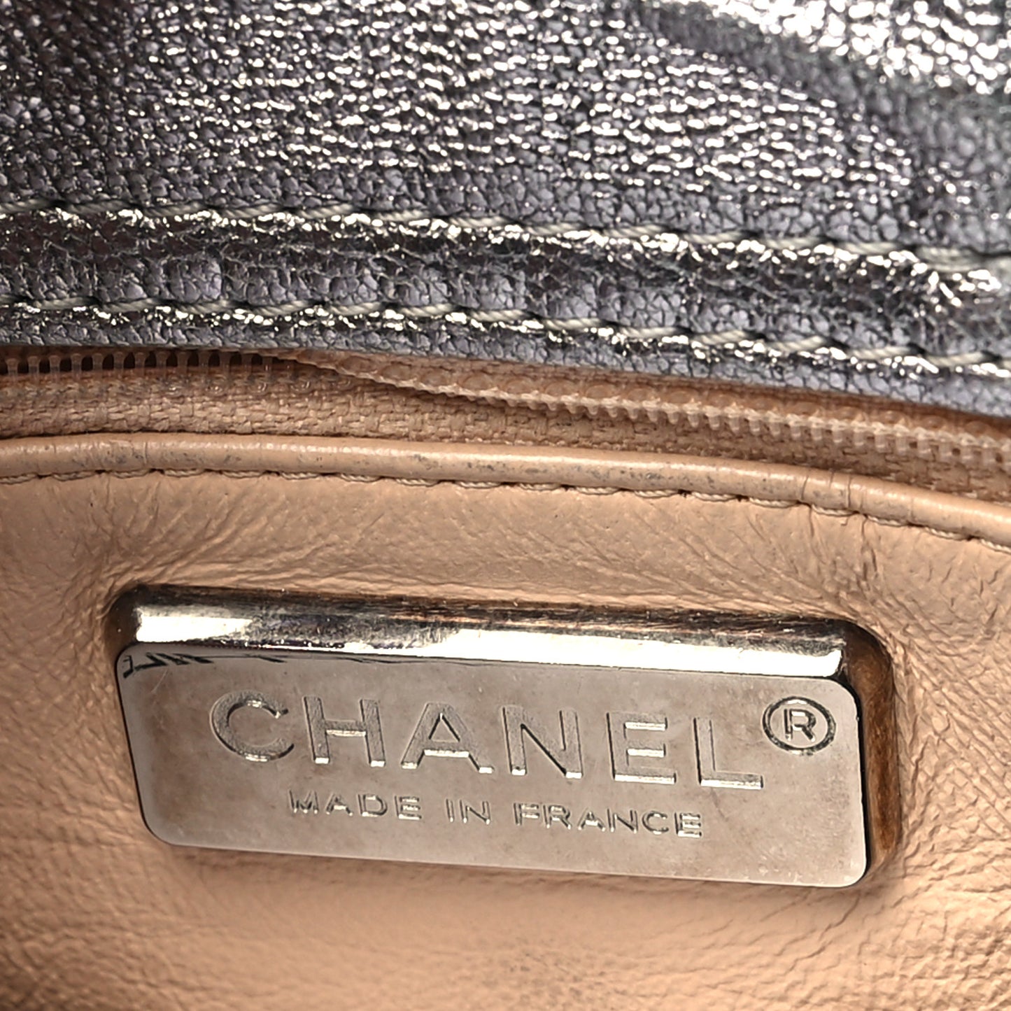 Metallic Deerskin Luxe Ligne Flap  Silver