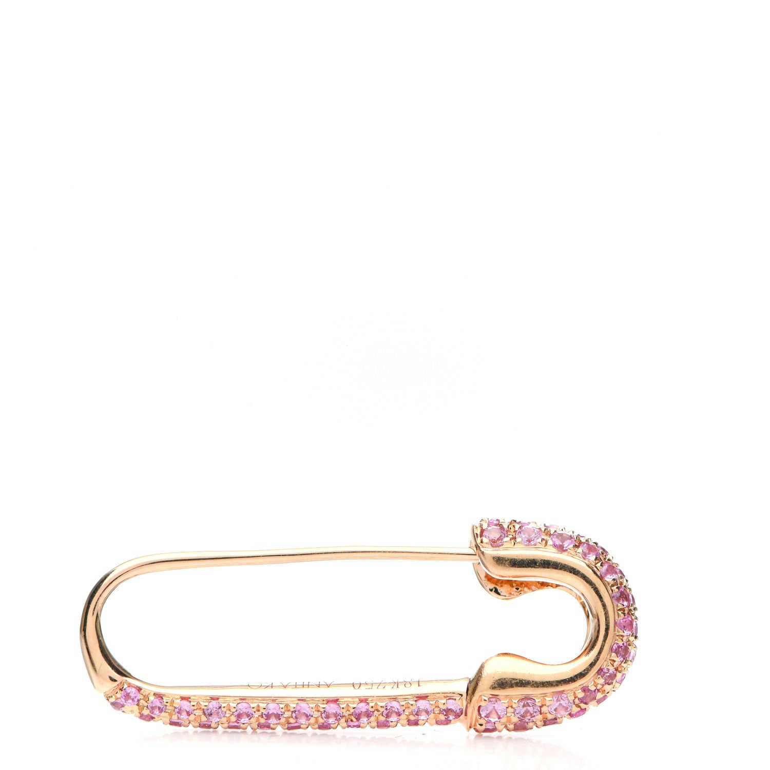 Anita Ko 18K Rose Gold Pink Sapphire Safety Pin Earring 3 of 4