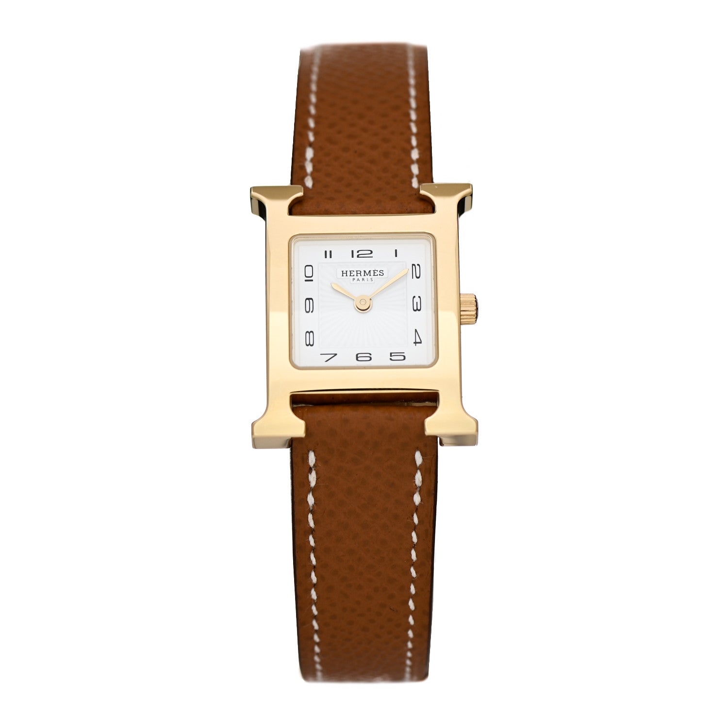 Hermes Stainless Steel Epsom 21mm Heure H Hour Quartz Watch Gold 1 of 5