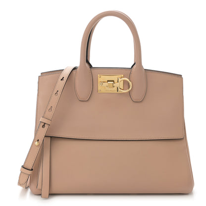 Salvatore Ferragamo Calfskin Medium Studio Bag Almond 1 of 10