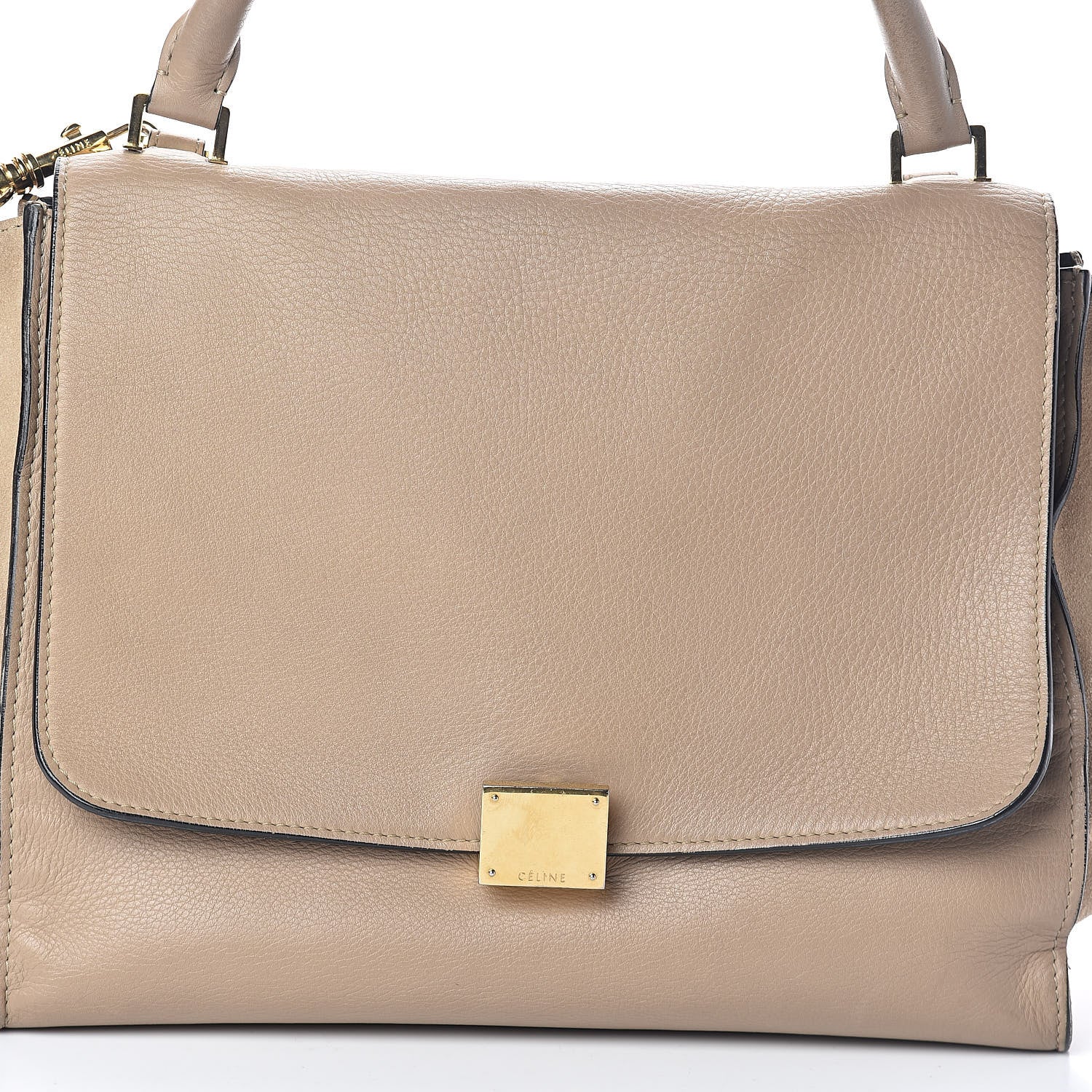Celine Drummed Calfskin Suede Medium Trapeze Dune 7 of 10