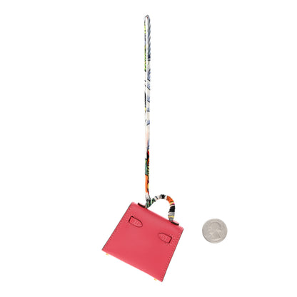 Hermes Tadelakt Mini Kelly Twilly Bag Charm Rose Lipstick 2 of 10