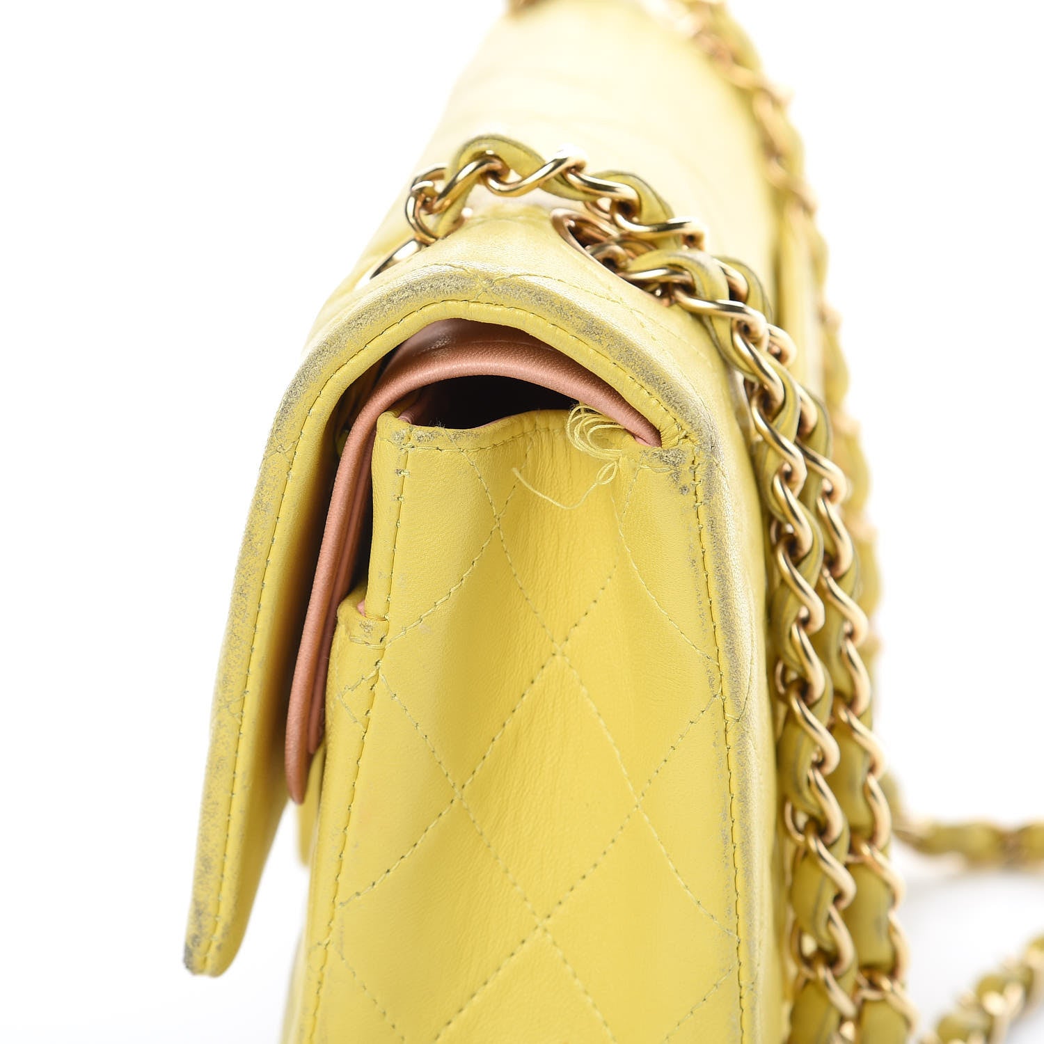 Chanel Lambskin Quilted Medium Double Flap Yellow 12 of 24