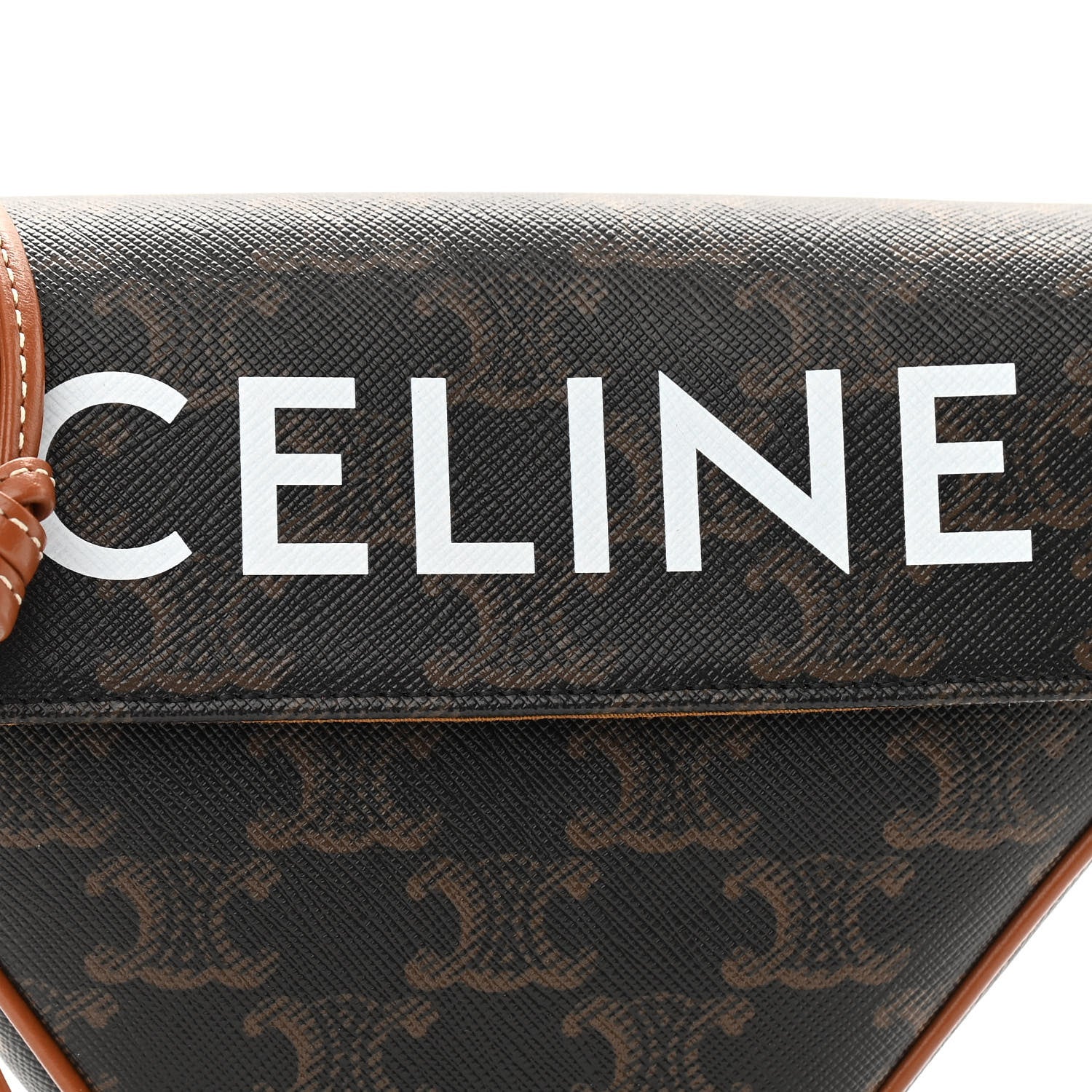 Celine Triomphe Canvas Triangle Crossbody Bag Tan 9 of 11