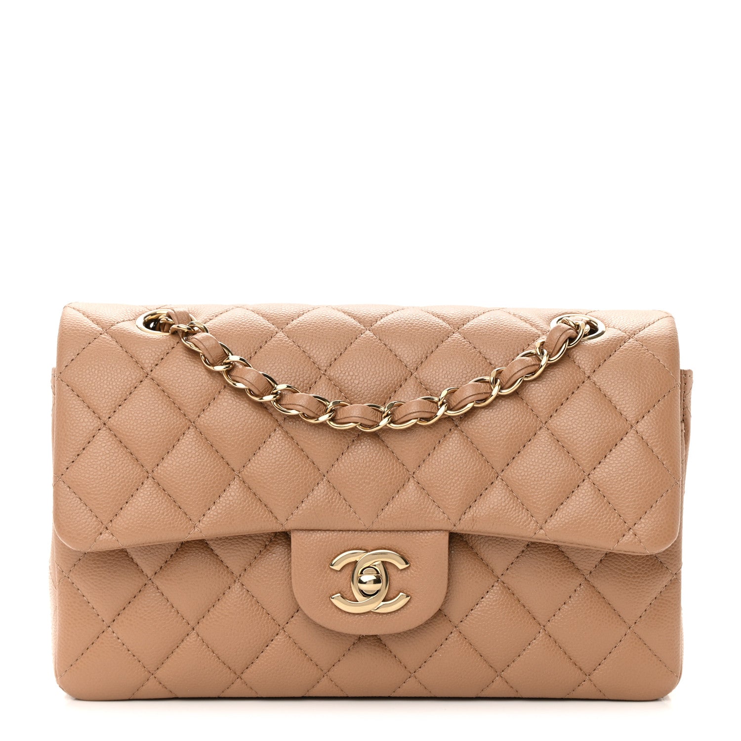 Chanel Caviar Quilted Small Double Flap Dark Beige 1 of 11