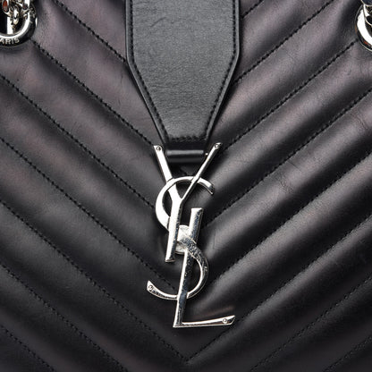 Saint Laurent Smooth Calfskin Matelasse Chevron Monogram Shopping Bag Black 16 of 16