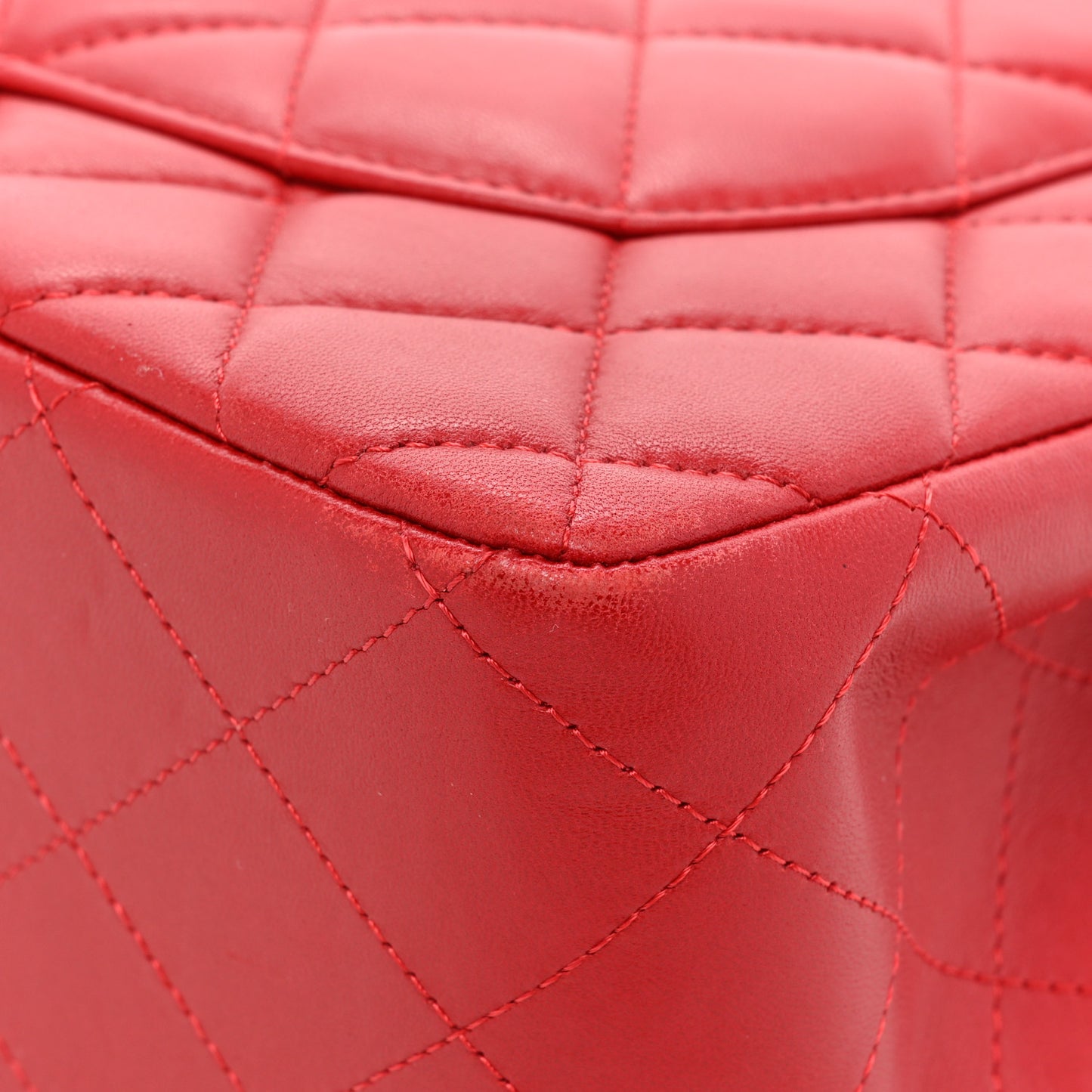 Lambskin Quilted Jumbo Double Flap Red