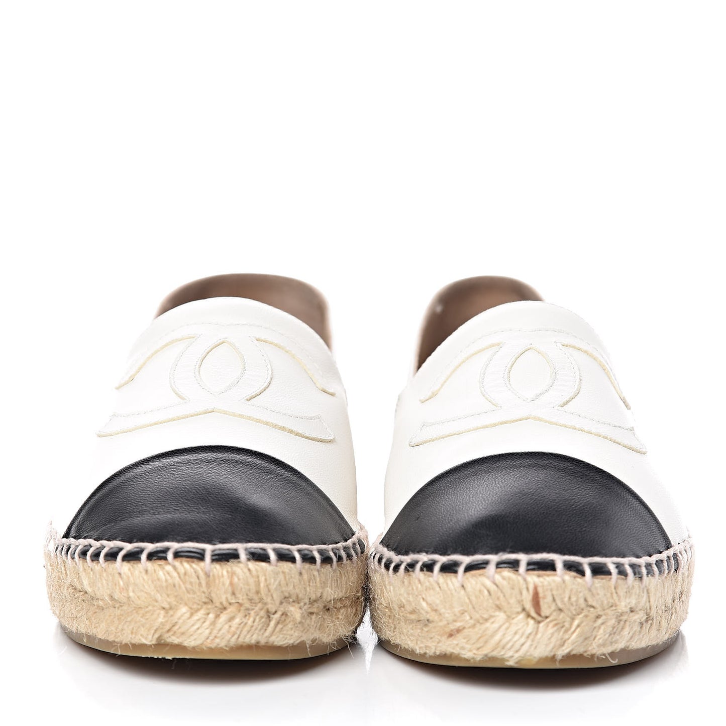 Lambskin CC Espadrilles 38 White Black