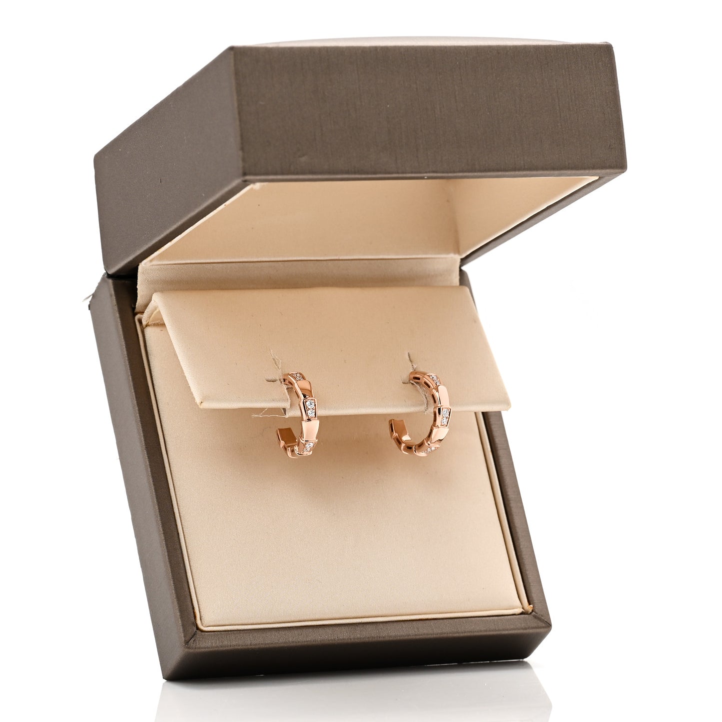 18K Rose Gold Diamond Serpenti Viper Hoop Earrings