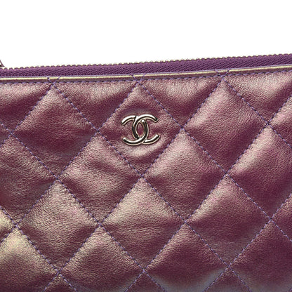 Chanel Iridescent Lambskin Quilted Small Cosmetic Case Purple 8 of 9