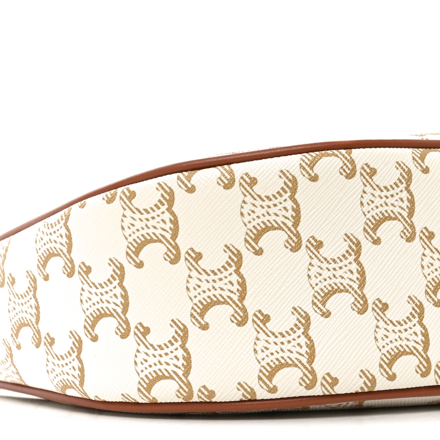 Canvas Calfskin Ava Triomphe Shoulder Bag White