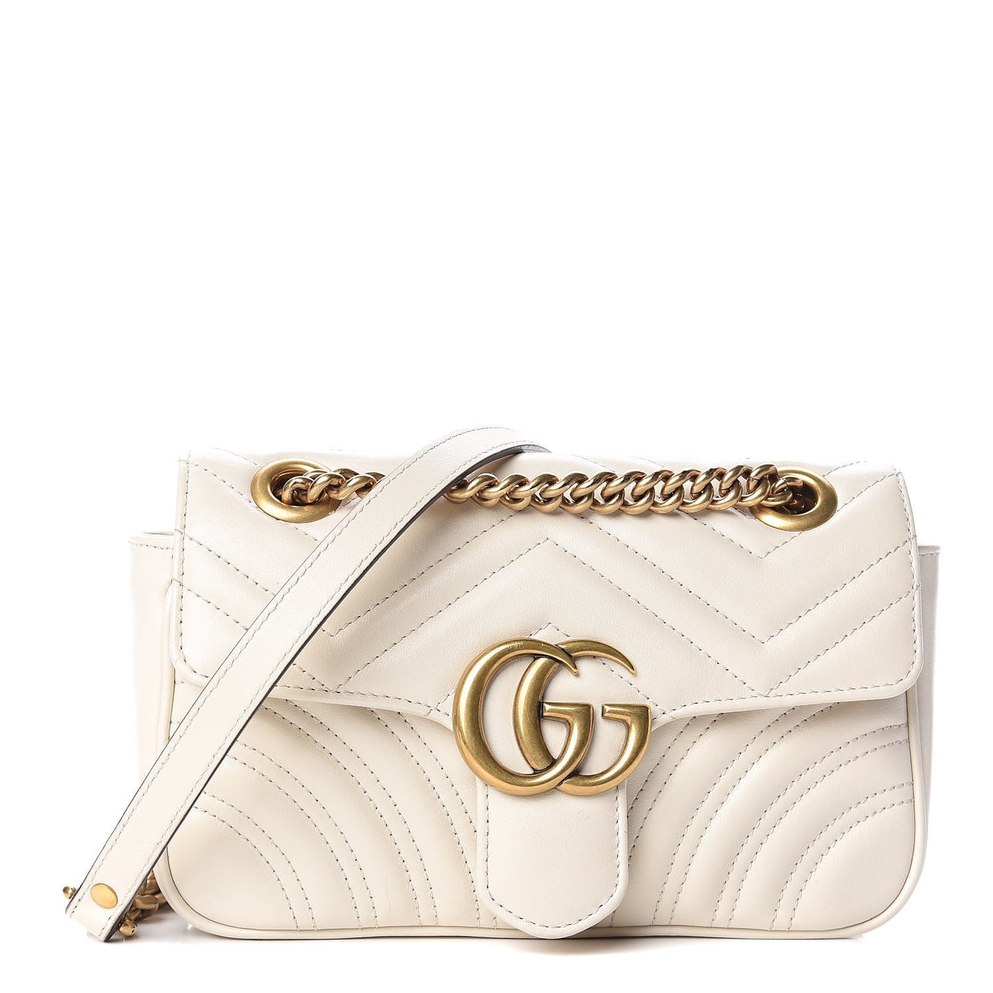 Calfskin Matelasse Mini GG Marmont Shoulder Bag White