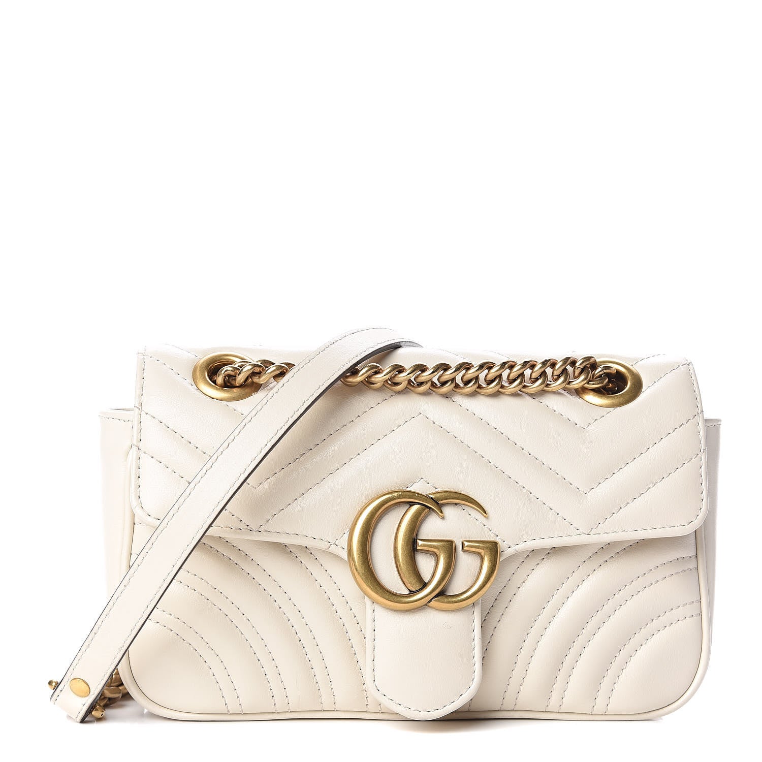 Gucci Calfskin Matelasse Mini GG Marmont Shoulder Bag White 1 of 10
