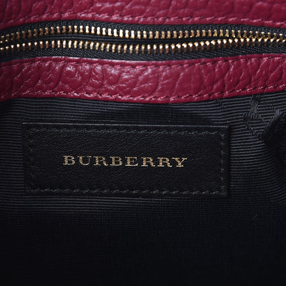 Burberry Signature Grain Calfskin Check Embossed Small Chichester Crossbody Clutch Bag Dark Plum 6 of 9