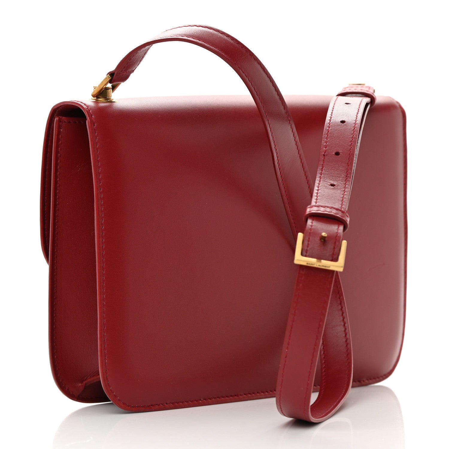 Saint Laurent Box Calfskin Le Carre Satchel Opyum Red 3 of 17